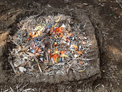 Composting pile materials green kitchen