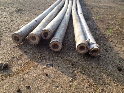 Bamboo preparation cutting above nodes