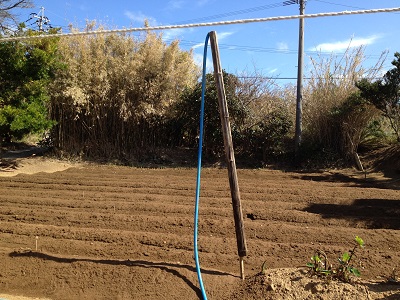 Bamboo farm hose connection holder